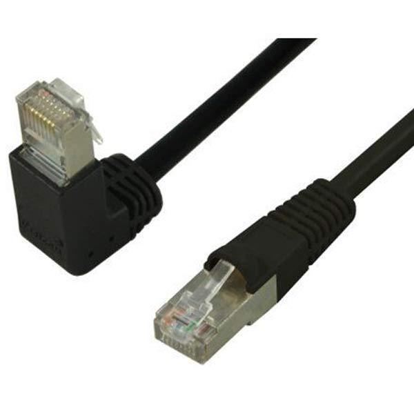 3' CAT5e (350 MHz) STP Shielded Network Cable - Down-Straight Angled Connectors - Black